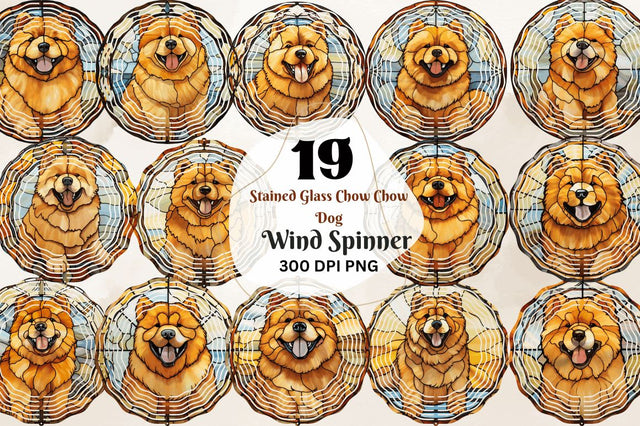 Stained Glass Chow Chow Dog Wind Spinner Sublimation Regulrcrative 