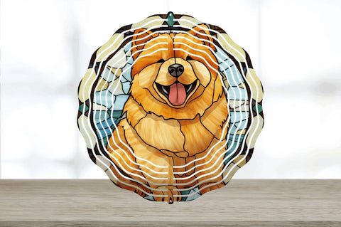 Stained Glass Chow Chow Dog Wind Spinner Sublimation Regulrcrative 