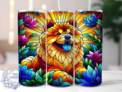 Stained Glass Chow Chow Tumbler, Brown Dog Tumbler, Artistic Pet Wrap, Whimsical Dog Wrap, Vintage Stained Glass Wrap, Sublimation Design, Trendy Gift Idea Sublimation ToriDesigns 