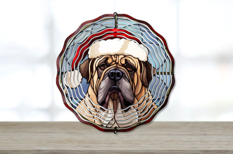 Stained Glass Christmas Santa Hat Mastiff Wind Spinner Bundle Sublimation Regulrcrative 