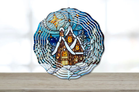 Stained Glass Christmas Suncatcher Village Wind Spinner Bundle Sublimation Regulrcrative 