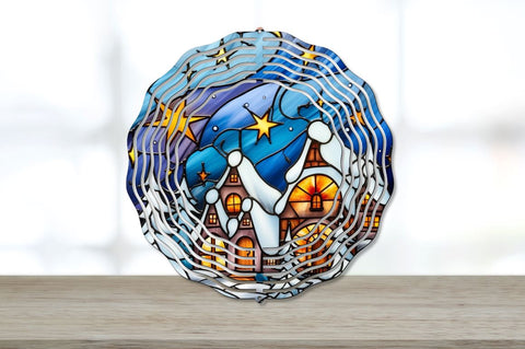 Stained Glass Christmas Suncatcher Village Wind Spinner Bundle Sublimation Regulrcrative 