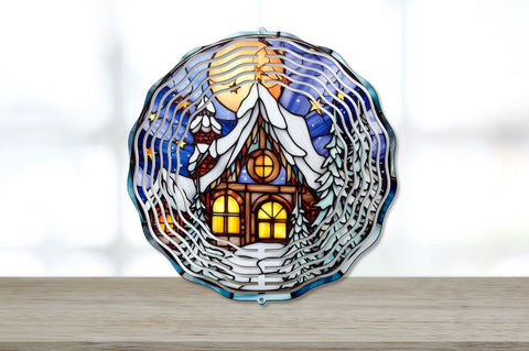 Stained Glass Christmas Suncatcher Village Wind Spinner Bundle Sublimation Regulrcrative 