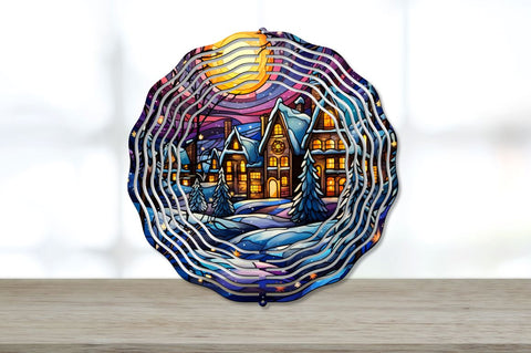 Stained Glass Christmas Village Wind Spinner Sublimation Bundle Sublimation Regulrcrative 