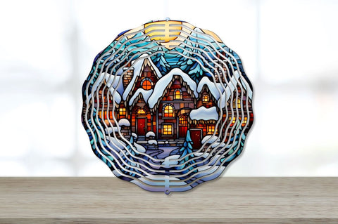 Stained Glass Christmas Village Wind Spinner Sublimation Bundle Sublimation Regulrcrative 