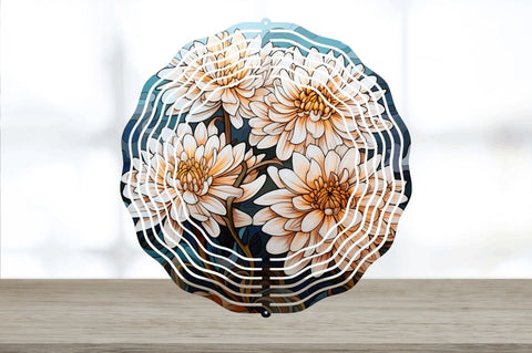 Stained Glass Chrysanthemum Flowers Wind Spinner Sublimation Regulrcrative 