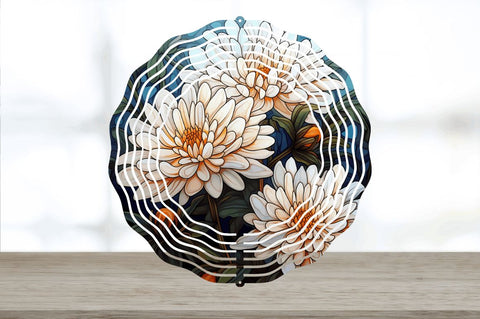 Stained Glass Chrysanthemum Flowers Wind Spinner Sublimation Regulrcrative 