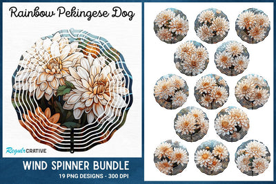 Stained Glass Chrysanthemum Flowers Wind Spinner Sublimation Regulrcrative 