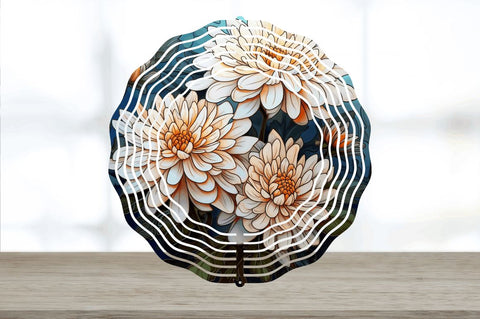 Stained Glass Chrysanthemum Flowers Wind Spinner Sublimation Regulrcrative 