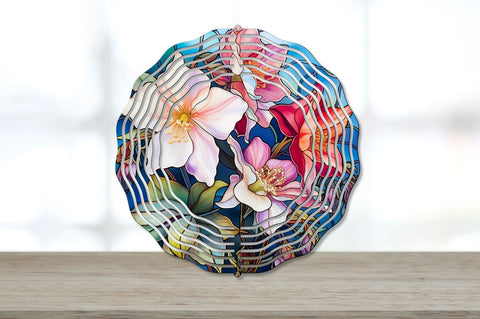 Stained Glass Columbine Flowers Wind Spinner Bundle Sublimation Regulrcrative 
