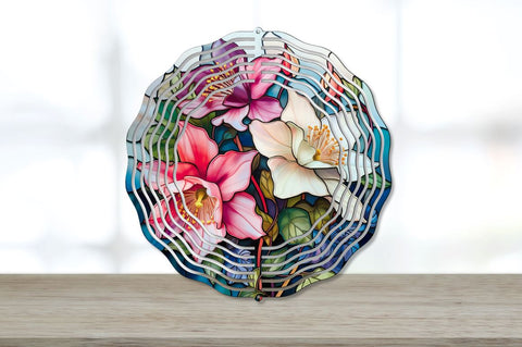 Stained Glass Columbine Flowers Wind Spinner Bundle Sublimation Regulrcrative 