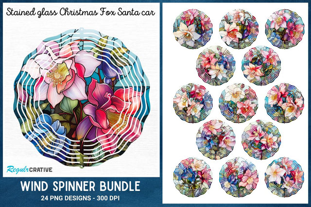 Stained Glass Columbine Flowers Wind Spinner Bundle Sublimation Regulrcrative 