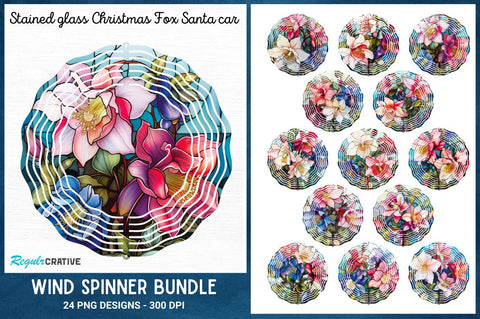 Stained Glass Columbine Flowers Wind Spinner Bundle Sublimation Regulrcrative 