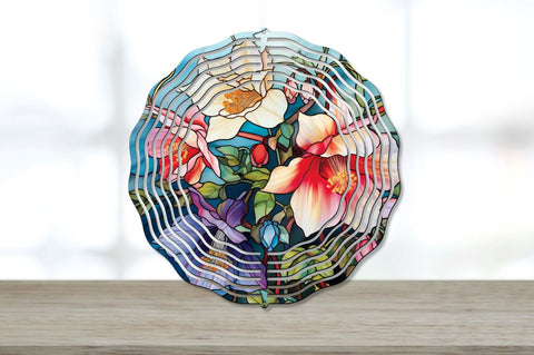 Stained Glass Columbine Flowers Wind Spinner Bundle Sublimation Regulrcrative 