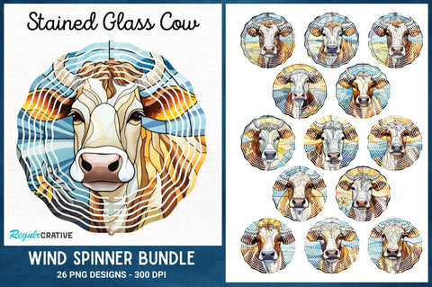 Stained Glass Cow Wind Spinner Sublimation Designs Bundle Sublimation Regulrcrative 