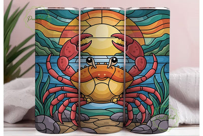 Stained Glass Crab 20oz Tumbler Wrap Sublimation PixelChick 