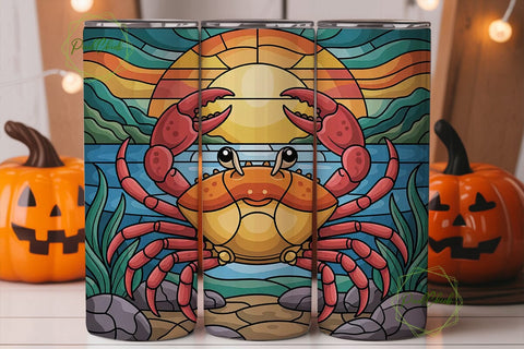 Stained Glass Crab 20oz Tumbler Wrap Sublimation PixelChick 