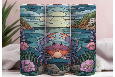 Stained Glass Crab 20oz Tumbler Wrap Sublimation PixelChick 