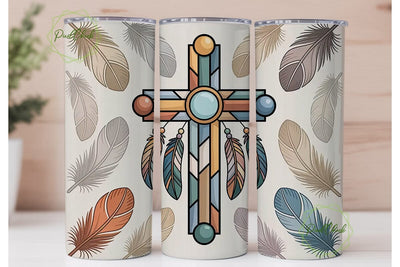 Stained Glass Cross 20oz Tumbler Wrap Sublimation PixelChick 