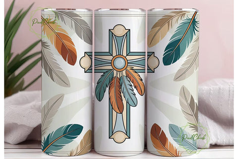 Stained Glass Cross 20oz Tumbler Wrap Sublimation PixelChick 