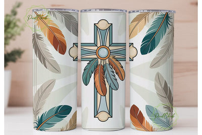 Stained Glass Cross 20oz Tumbler Wrap Sublimation PixelChick 
