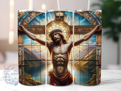 Stained Glass Cross Sublimation, Christian Cross Stained Glass 20 oz Skinny Tumbler Wrap, Cross Stained Glass Tumbler Sublimation Sublimation ToriDesigns 