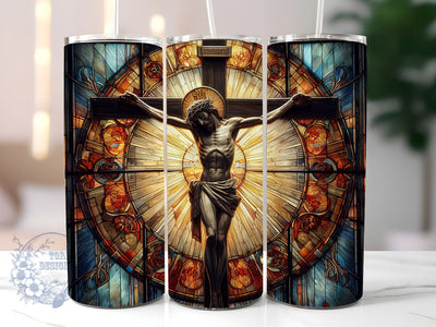 Stained Glass Cross Sublimation, Christian Cross Stained Glass 20 oz Skinny Tumbler Wrap, Cross Stained Glass Tumbler Sublimation Sublimation ToriDesigns 