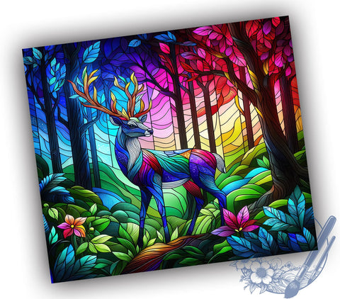 Stained Glass Deer 20oz Skinny Tumbler, Hunting Tumbler Png, Straight & Tapered Tumbler Wrap, Instant Digital Download Sublimation ToriDesigns 