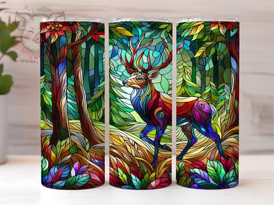 Stained Glass Deer 20oz Tumbler Png, Straight & Tapered Tumbler Png, Forest Animal Tumbler Png, Digital Download PNG Sublimation Lara' s Designs 