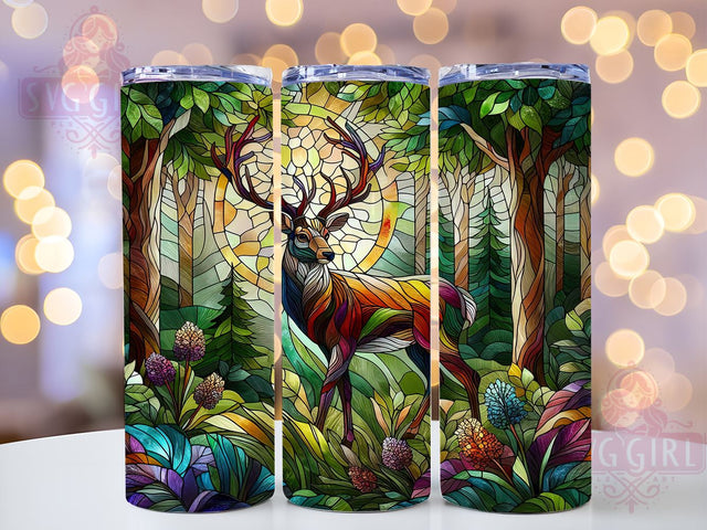 Stained Glass Deer 20oz Tumbler Wrap Sublimation Design, Straight Tapered Tumbler Wrap, Hunting Tumbler Png, Instant Digital Download Sublimation SvggirlplusArt 