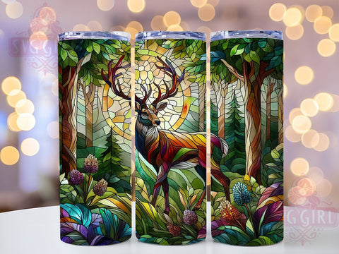 Stained Glass Deer 20oz Tumbler Wrap Sublimation Design, Straight Tapered Tumbler Wrap, Hunting Tumbler Png, Instant Digital Download Sublimation SvggirlplusArt 