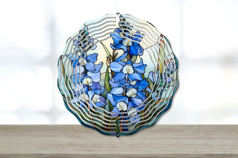 Stained Glass Delphinium Flowers Wind Spinner Sublimation Bundle Sublimation Regulrcrative 