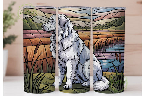 Stained Glass Dog 20oz Tumbler Wrap Sublimation PixelChick 