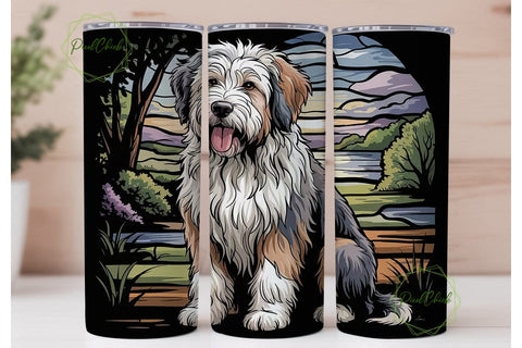 Stained Glass Dog 20oz Tumbler Wrap Sublimation PixelChick 