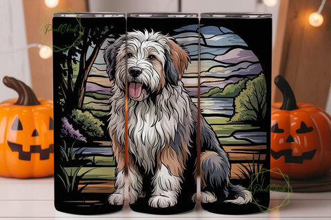 Stained Glass Dog 20oz Tumbler Wrap Sublimation PixelChick 