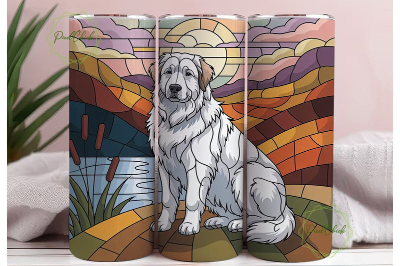 Stained Glass Dog 20oz Tumbler Wrap Sublimation PixelChick 