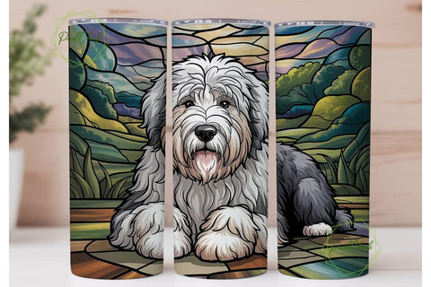 Stained Glass Dog 20oz Tumbler Wrap Sublimation PixelChick 