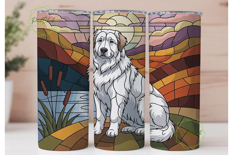Stained Glass Dog 20oz Tumbler Wrap Sublimation PixelChick 