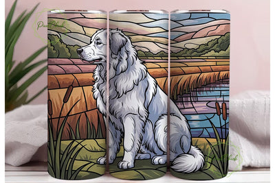 Stained Glass Dog 20oz Tumbler Wrap Sublimation PixelChick 