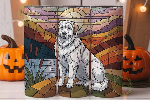 Stained Glass Dog 20oz Tumbler Wrap Sublimation PixelChick 