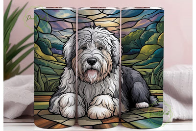 Stained Glass Dog 20oz Tumbler Wrap Sublimation PixelChick 