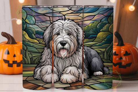 Stained Glass Dog 20oz Tumbler Wrap Sublimation PixelChick 