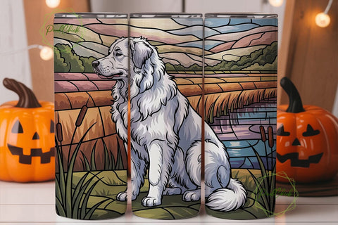 Stained Glass Dog 20oz Tumbler Wrap Sublimation PixelChick 