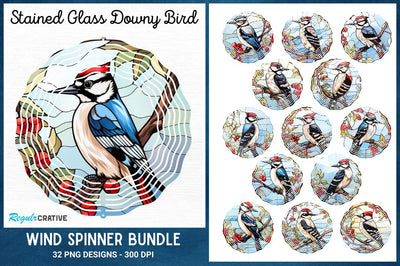 Stained Glass Downy Bird Wind Spinner Bundle Sublimation Regulrcrative 