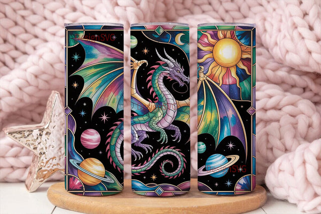 Stained Glass Dragon 20oz Tumbler Wrap Sublimation DesignSVG 