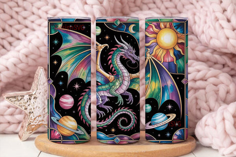 Stained Glass Dragon 20oz Tumbler Wrap Sublimation DesignSVG 