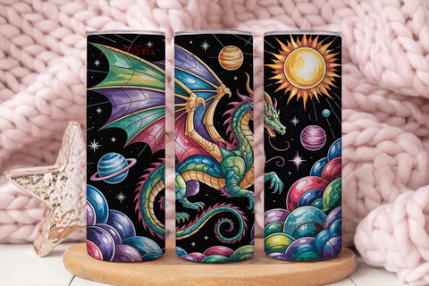 Stained Glass Dragon 20oz Tumbler Wrap Sublimation DesignSVG 