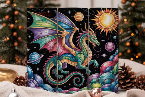 Stained Glass Dragon 20oz Tumbler Wrap Sublimation DesignSVG 
