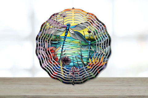 Stained Glass Dragonflies Wind Spinner Bundle Sublimation Regulrcrative 