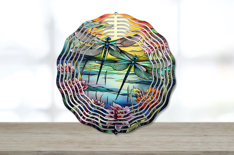 Stained Glass Dragonflies Wind Spinner Bundle Sublimation Regulrcrative 